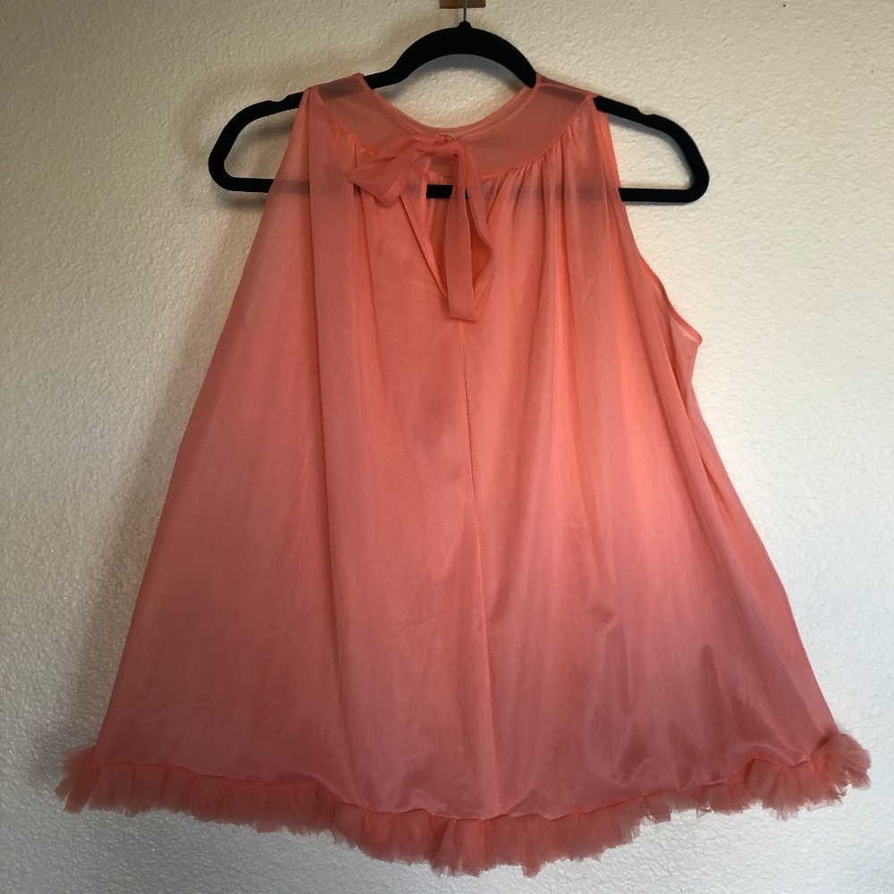 1950s Pink/Coral Chenille Baby Doll Nightie